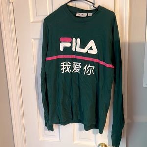 Fila long sleeve tee, green, mens large
